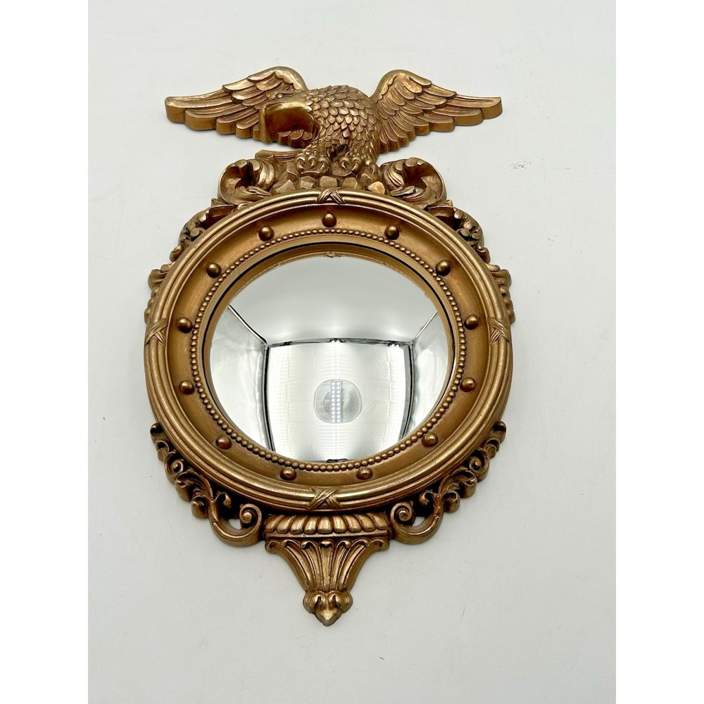 Vintage Syroco Federal Eagle Mirror 4410 Convex Porthole Gold Wall Decor 10x16